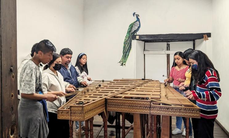 Learning to play Marimba View at the Cultural Center of del Carmen