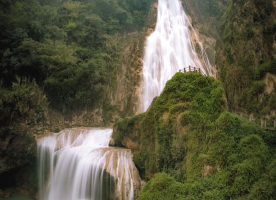 The waterfall Velo de Novia in the park of del Chiflon